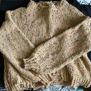 Color tan sweater with color dots